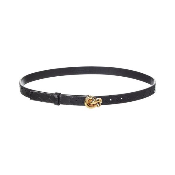 Bottega Veneta Knot Leather Belt Black